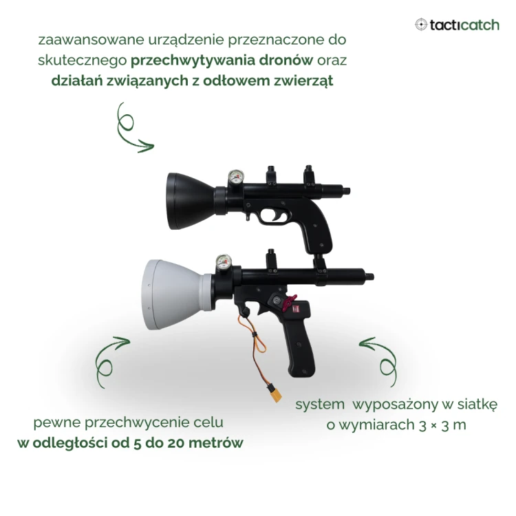 Tacticatch PL-200 Tactical Drone Net Launcher profesjonalna wyrzutnia sieci